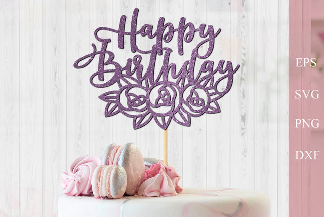Happy birthday cake topper, Birthday laser cut decoration, Svg for cricut SVG AnastasiyaArtDesign 