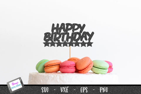 Happy Birthday Cake Topper Bundle | 6 Birthday Papercut SVG SVG Stacy's Digital Designs 