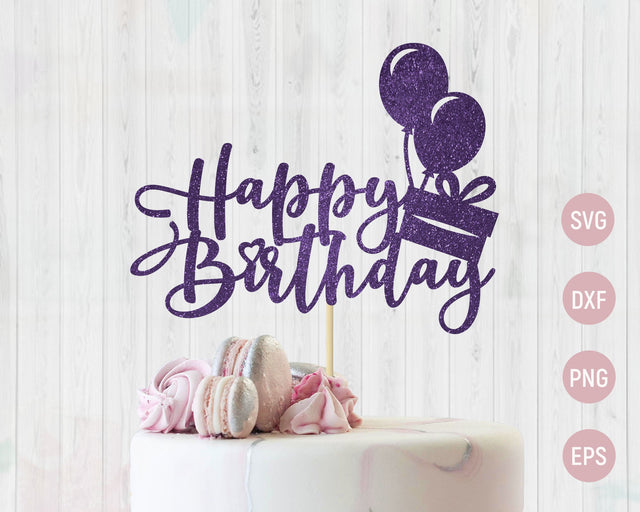 Happy birthday cake topper svg, Birthday cake decor svg SVG AnastasiyaArtDesign 