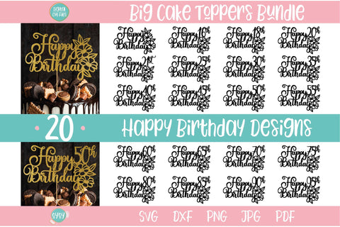 Happy Birthday Cake Topper SVG Bundle | Birthday Bundle SVG SVG OyoyStudioDigitals 