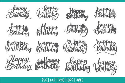 Happy Birthday Cake Topper Svg Bundle SVG DIYCUTTINGFILES 