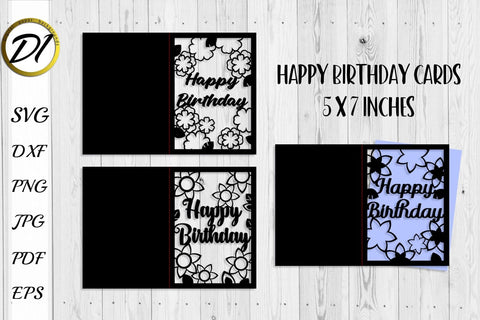 Happy Birthday Card. Layered Card Design SVG Evgenyia Guschina 