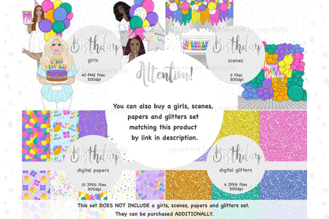 Happy Birthday Clipart PNG | Birthday Party Clipart PNG SVG GlamArtZhanna 