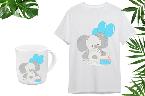 Happy Birthday cute cartoon animal - elephant sublimation Sublimation LuckyTurtleArt 