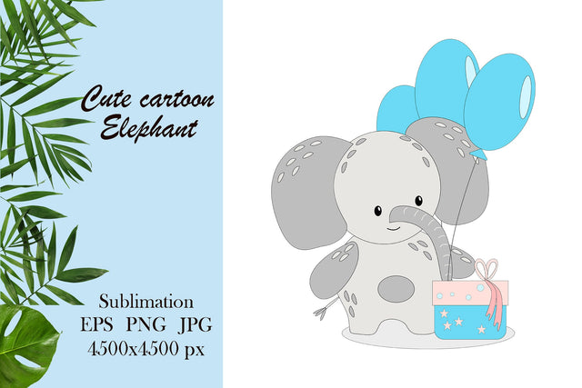 Happy Birthday cute cartoon animal - elephant sublimation Sublimation LuckyTurtleArt 