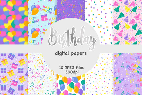 Happy Birthday Digital Paper | Birthday Seamless Patterns Digital Pattern GlamArtZhanna 