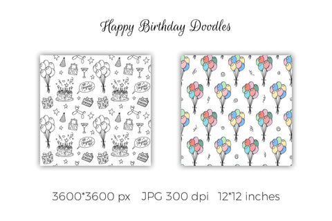 Happy Birthday Digital Paper | JPG Doodle Patterns Digital Pattern AnnaViolet_store 