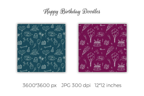 Happy Birthday Digital Paper | JPG Doodle Patterns Digital Pattern AnnaViolet_store 