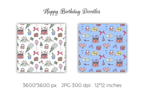 Happy Birthday Digital Paper | JPG Doodle Patterns Digital Pattern AnnaViolet_store 