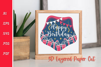 Happy Birthday Gifts 2 - 3D Layered Paper Cut SVG SVG Slim Studio 