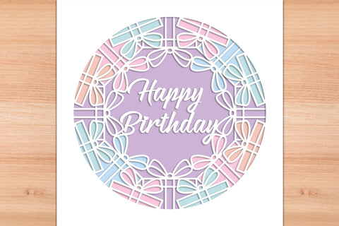 Happy Birthday Gifts - 3D Layered Paper Cut SVG SVG Slim Studio 