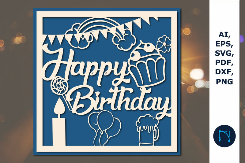 Happy Birthday Greeting Card Paper SVG SVG MD JOYNAL ABDIN 