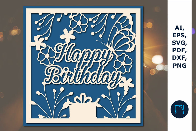 Happy Birthday Greeting Card Paper SVG - So Fontsy