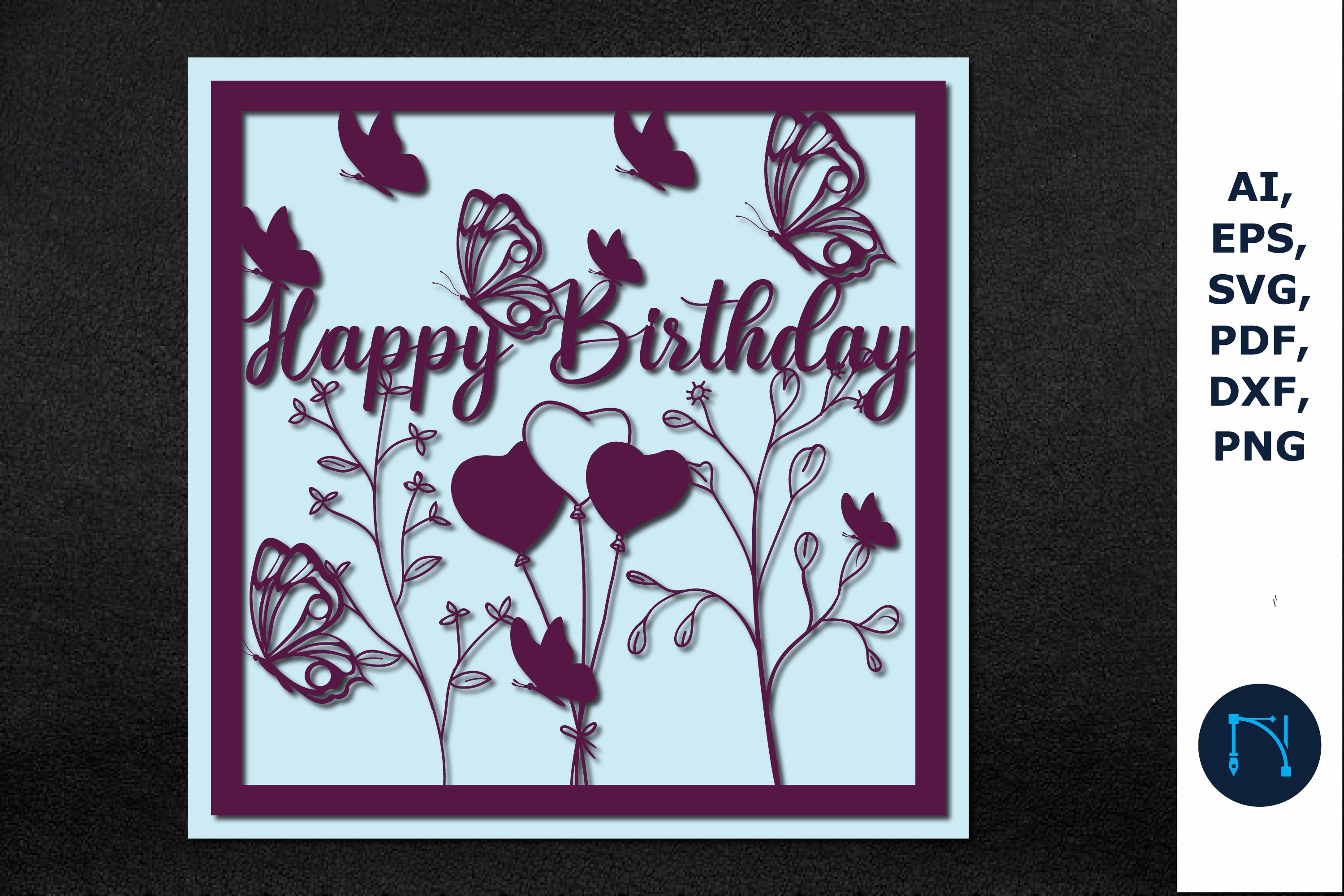 Happy Birthday Greeting Card SVG file - So Fontsy