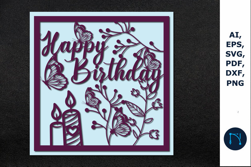 Happy Birthday Greeting Card SVG file - So Fontsy