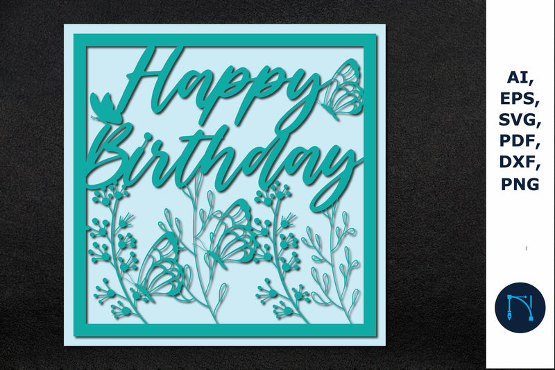 Happy Birthday Greeting Card SVG file - So Fontsy