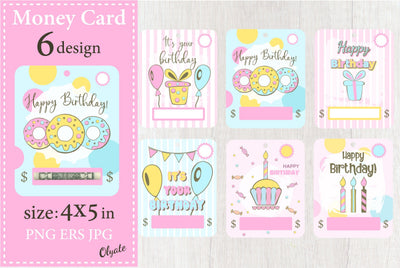 Happy Birthday Money Card Mini-Bundle. Money Card Holder. Sublimation Olga Terlyanskaya 