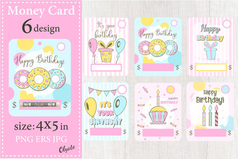 Happy Birthday Money Card Mini-Bundle. Money Card Holder. Sublimation Olga Terlyanskaya 