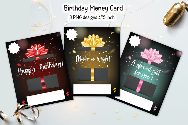 Happy Birthday Money Card PNG. Printable Gift Cards Sublimation Kseniia designer 