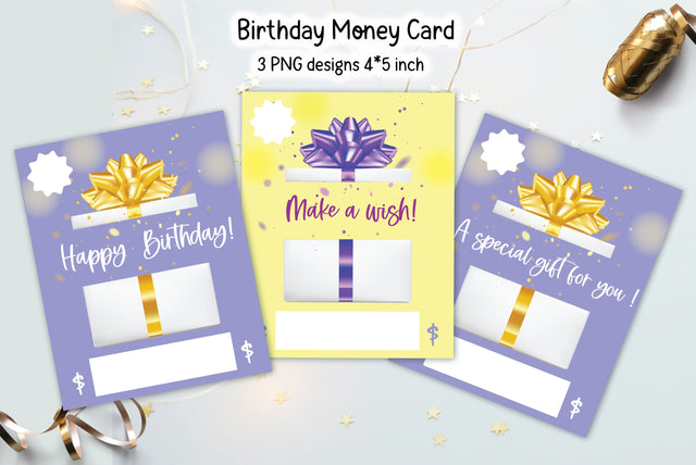 Happy Birthday Money Card Printable. Money Gift Card Sublimation Kseniia designer 