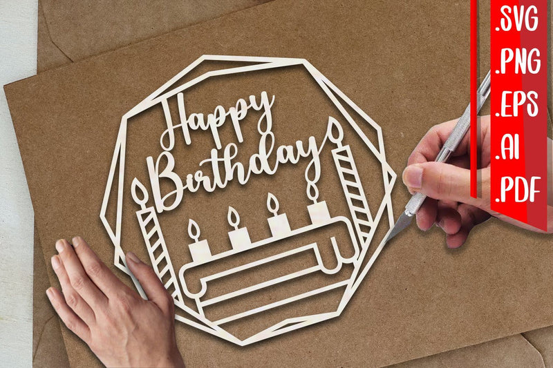 Happy Birthday Papercut 2 - svg eps ai png pdf SVG zafrans studio 