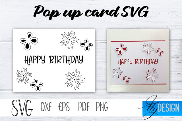Happy Birthday Pop Up Card SVG, Pop-Up Greeting Card, Cricut Pop Up Card, Mothers Day Svg, 3D Card, Birthday SVG Card SVG Fly Design 