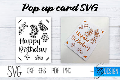 Happy Birthday Pop Up Card SVG, Pop-Up Greeting Card, Cricut Pop Up Card, Mothers Day Svg, 3D Card, Birthday SVG Card SVG Fly Design 