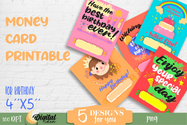 Happy Birthday postcards | Lovely holders for money | Colorful money holder as a gift SVG Evgenyia Guschina 