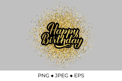 Happy Birthday shiny gold design Sublimation LaBelezoka 