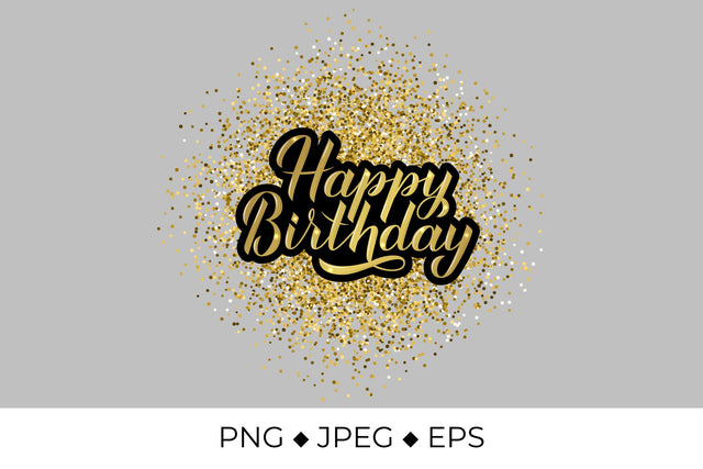 Happy Birthday shiny gold design Sublimation LaBelezoka 