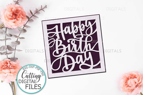 Happy Birthday simple card svg, papercut svg, laser cut template, greeting card for him, cricut card for her, cut out svg, father, paper cut SVG kartcreationii 