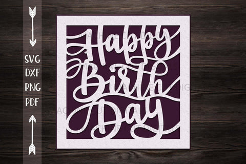 Happy Birthday simple card svg, papercut svg, laser cut template, greeting card for him, cricut card for her, cut out svg, father, paper cut SVG kartcreationii 