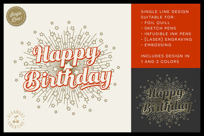 HAPPY BIRTHDAY single line sketch design | foil quill transfer tool SVG Sketch DESIGN CleanCutCreative 