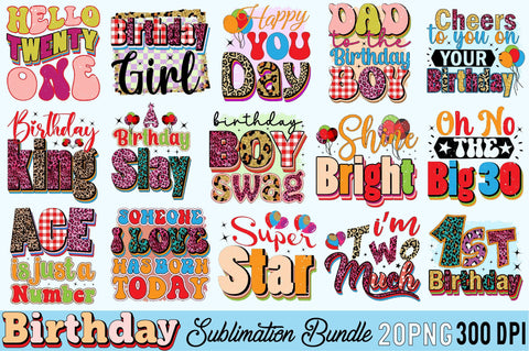 Happy Birthday Sublimation Bundle Sublimation SVGArt 