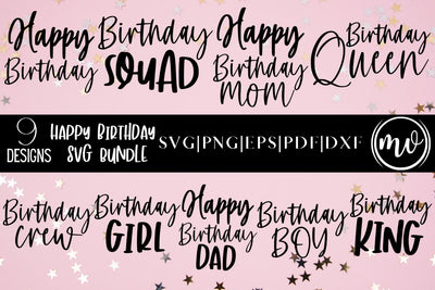 Happy Birthday SVG Bundle - 9 SVG MockupSvgVenue 