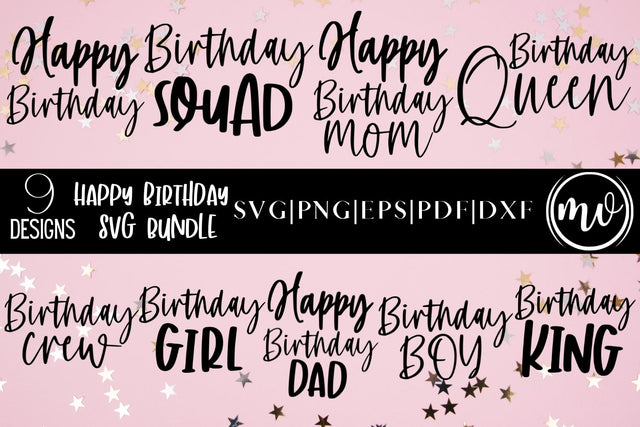 Happy Birthday SVG Bundle - 9 SVG MockupSvgVenue 