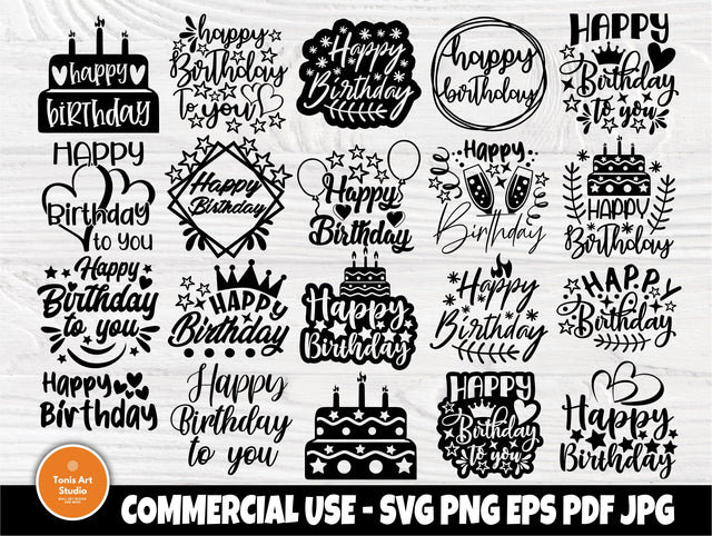 Happy Birthday SVG Bundle, Birthday cake Svg SVG TonisArtStudio 