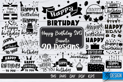 Happy Birthday SVG Bundle | Happy Birthday Quotes Design SVG Fly Design 