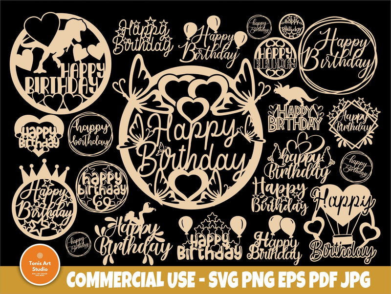 Happy Birthday SVG, Cake Topper Svg, Png SVG TonisArtStudio 