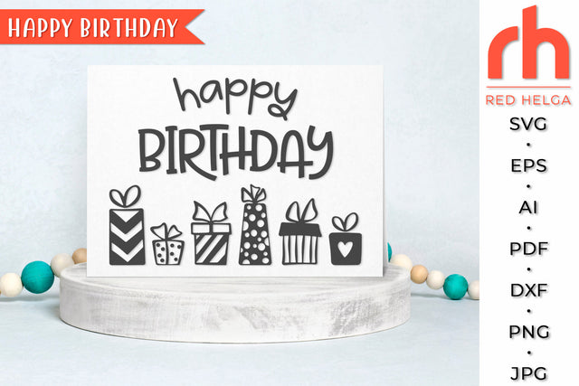 Happy Birthday SVG - Greeting Card Cut File SVG RedHelgaArt 