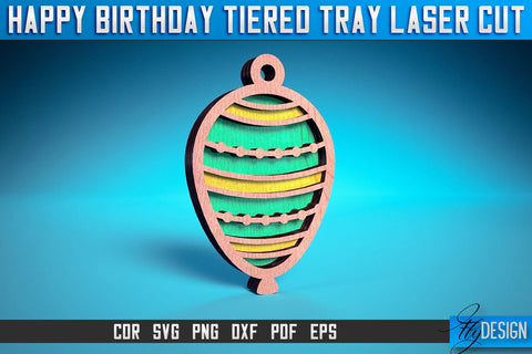 Happy Birthday Tiered Tray Laser Cut SVG | Tiered Tray Laser Cut SVG Design | CNC Files SVG Fly Design 