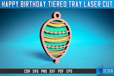 Happy Birthday Tiered Tray Laser Cut SVG | Tiered Tray Laser Cut SVG Design | CNC Files SVG Fly Design 