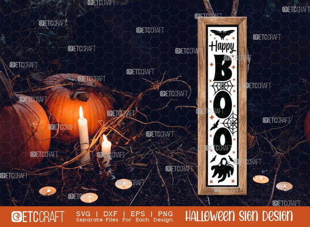 Happy Boo Svg | Halloween SVG | Porch Sign Svg | Halloween Decor Svg | Farmhouse Decor Svg | Halloween Sign Svg | Halloween Wood Sign Design SVG ETC Craft 