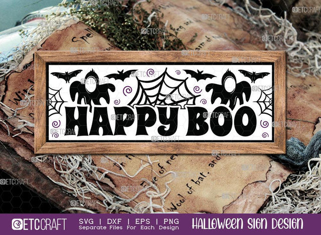 Happy Boo Svg | Halloween SVG | Porch Sign Svg | Halloween Decor Svg | Farmhouse Decor Svg | Halloween Sign Svg | Halloween Wood Sign Design SVG ETC Craft 
