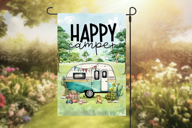 Happy Camper Camping Garden Flag Sublimation Design Sublimation BijouBay 