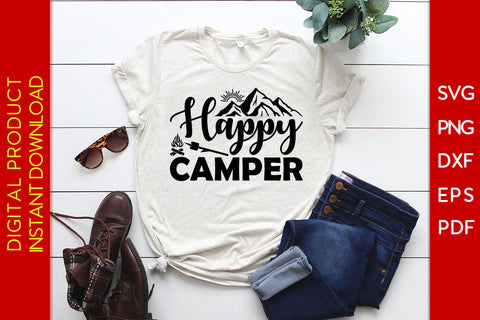 Happy Camper Camping SVG PNG PDF Cut Files SVG Creativedesigntee 
