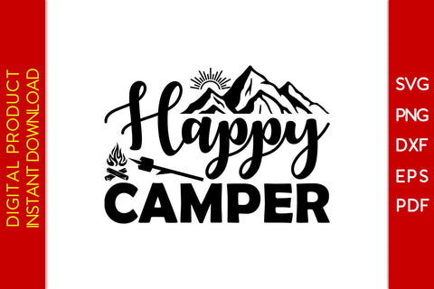 Happy Camper Camping SVG PNG PDF Cut Files SVG Creativedesigntee 