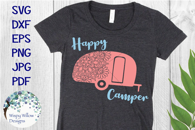 Happy Camper Floral Mandala SVG Wispy Willow Designs 