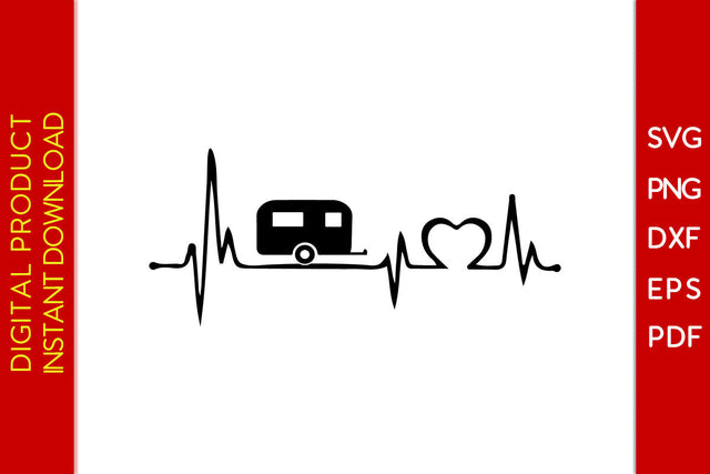 Happy Camper Heartbeat Camping SVG PNG PDF Cut File SVG Creativedesigntee 