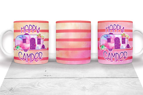 Happy Camper I Camping Mug Sublimation I Outdoor Mug Wrap Sublimation Happy Printables Club 